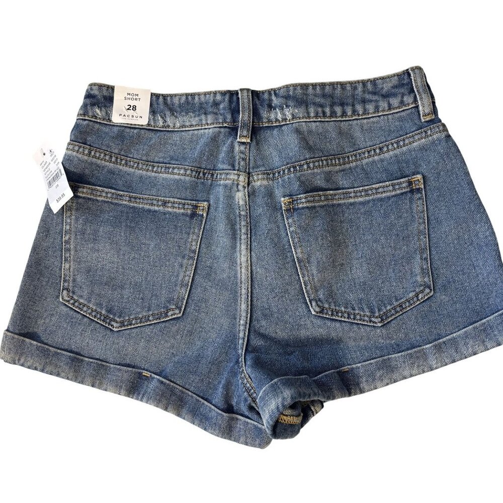 PacSun Womens Mom High-Waisted Denim Shorts Size 28 Light Wash - Picture 2 of 10
